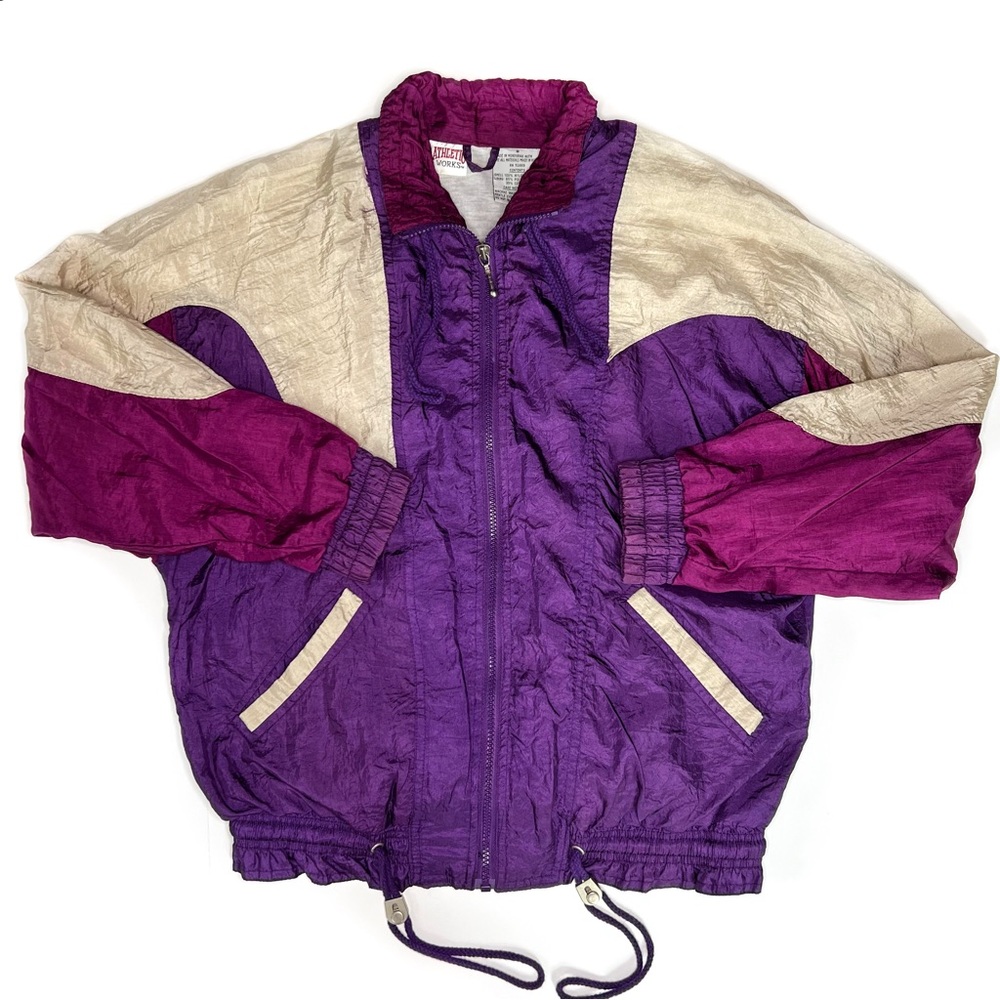 Athletic Works Vintage Colorblock Purple Windbreaker Jacket